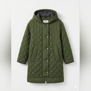 Zara Kids Olive Green Quilted Hooded Parka